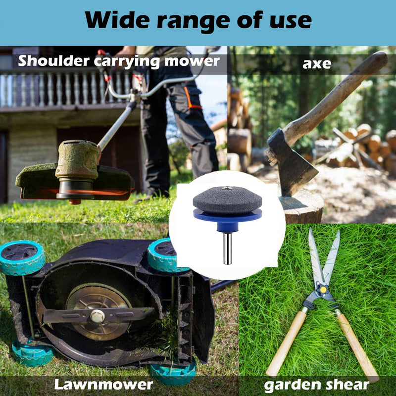 [Australia - AusPower] - Lawnmower Dull Blade Sharpener, 3 Pcs Mower Sharpening Stone Wheel Kit, Universal Garden Tool Grindstone and Knife Edge Whetstone for Any Power Hand Drills 