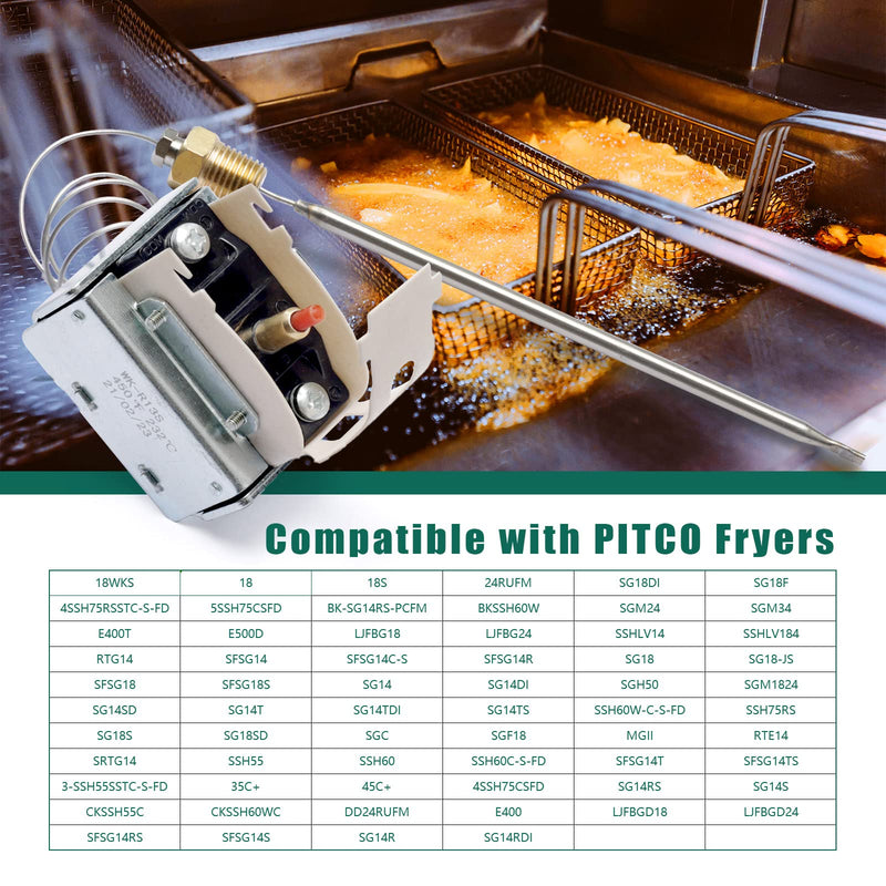 [Australia - AusPower] - PP10084 high limit thermostat fryer switch Lchmo5030 compatible with Pitco Fryer, 1/4" Thread Mpt Stuff, 450°F/230°C Hi Limit Safety Thermostat 5225-11B fit for VF35 MGII SG14 35C 45C+ 18S 18 E500D 