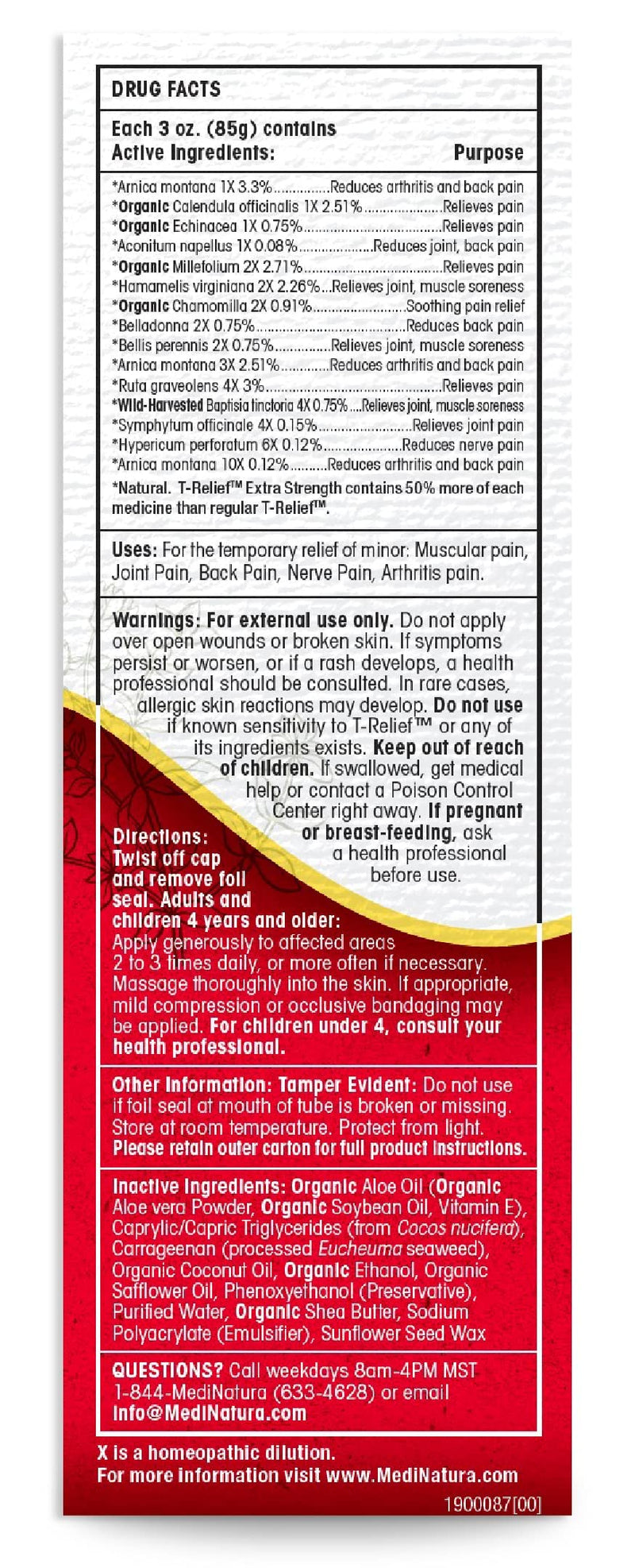 MediNatura T-Relief Extra Strength Cream Arnica +12 Natural Relieving Actives for Back Pain Joint Soreness Muscle Aches & Stiffness, Whole Body Fast Acting Relief for Women & Men - 3 oz (2 Pack) 3 Ounce (Pack of 2)