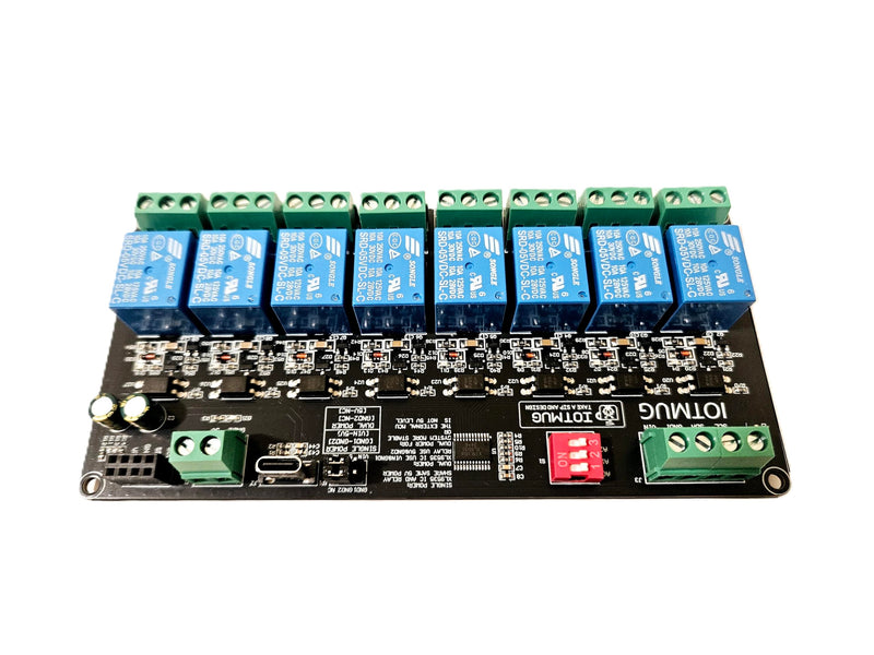 [Australia - AusPower] - 8-Channel I2C IIC Relay Board XL9535, USB-C, Dual Power 3.3V/5V, SPDT 10A EMR, DIN-Rail Ready, Multi-Board I2C Expansion Expandable, Compatible with Arduino ESP32 Raspberry Pi ESPHome & Home Assistant 8 CH EMR Type C 
