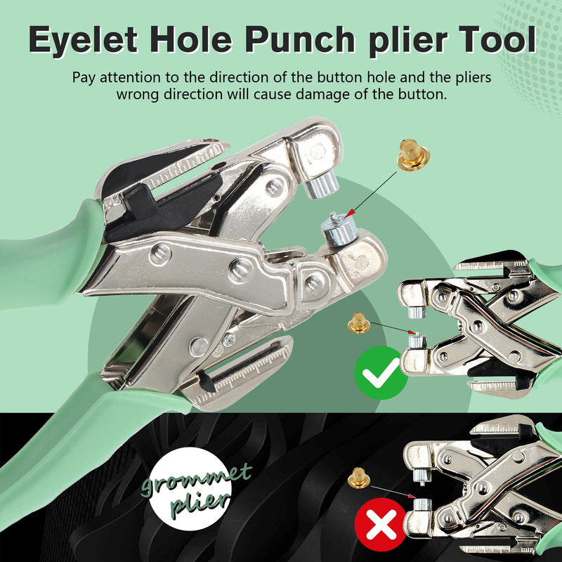 Grommet Eyelet Pliers Kit 3/16 1/8 Multi-Size Eyelets Hole Punch Plier with 160Pcs Metal Grommets Heavy Duty Eyelet Pliers Rivet Press Tool Set for Leather Tarps Clothes Belt Crafts