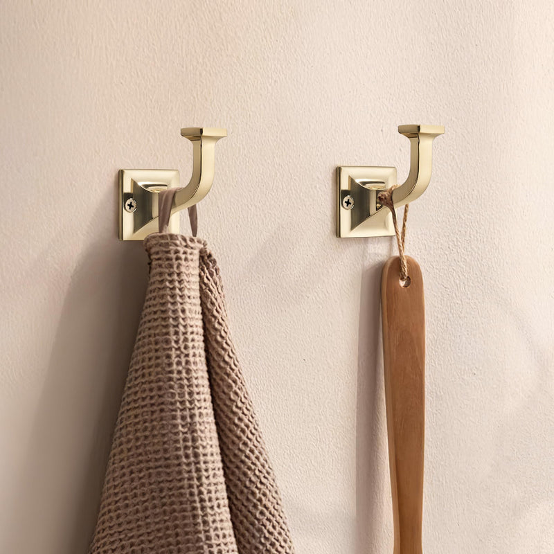 SAILING 5 Pack Coat Hooks - Champagne Bronze Robe Hooks Decorative Wall Hooks for Bathroom Bedroom Kitchen Towel Robe Clothes Cabinet Closet Bathroom Hardware