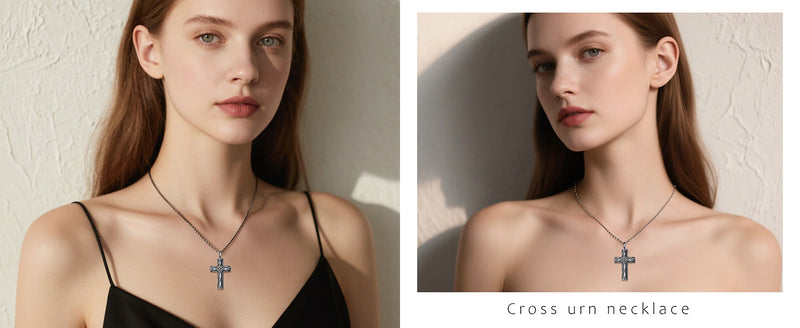 DAOCHONG Celtic Cross Urn Necklace for Ashes Infinity Knot Memorial Jewelry Celtic Cross Urn Necklaces