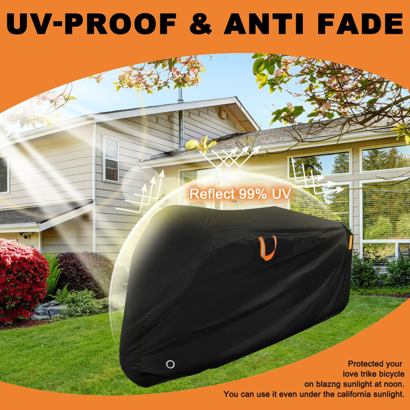 [Australia - AusPower] - Adult Tricycle Cover Outdoor Storage Waterproof ,Heavy Duty Anti-UV 420D Tearproof Bike Covers Fit for Electric Trike,3 Wheels eTrike Bicycle, All Weather Use,Windproof Buckle,Lock Hole 