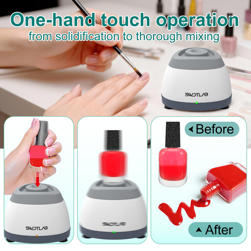 Vortex Mixer 4000rpm with Zinc Alloy Base, Nail Polish Shaker, Glue Shaker & Paint Mixer for Gel Polish Acrylic Paints Eyelash Adhesives Tattoo Ink Test Tubes, Grey