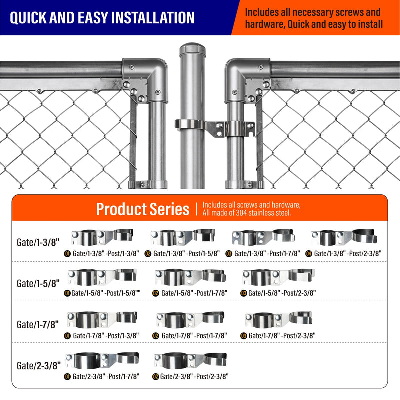 Heavy Duty Stainless Steel 1-5/8" x 2-3/8" Chain Link Fence Gate Fork Latch with Hole for Padlock（Fit 1 5/8" Gate Frame） 1Pack 1-5/8''x2-3/8''-1P