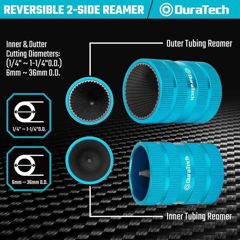DURATECH Inner&Outer Tubing and Pipe Reamer, Pipe Deburring Tool, for Tubings from 1/4" to 1-1/4" O.D., Ideal for Copper, Stainless Steel, PVC, Brass, Aluminum, Soft Metal Pipes