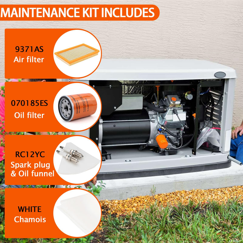 6482 Maintenance Kit Fit for Generac 8kW 10kW Standby Generators 410cc 460ccEngine Scheduled Maintenance Kit Include 9371AS Air Filter, 070185E Oil Filter