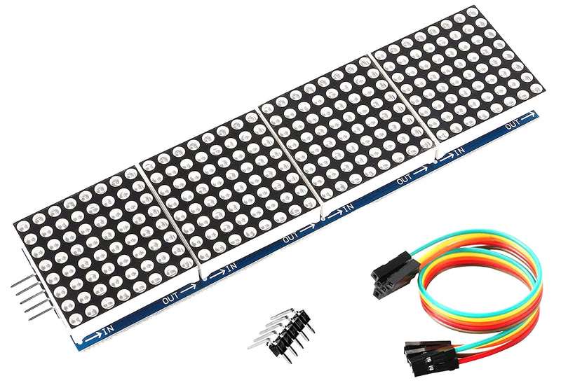 [Australia - AusPower] - Dot Matrix FC16 4-in-1 Display Module with MAX7219 Chip, 32x8 LED Matrix, Compatible with Arduino, ESP32, ESP8266, Raspberry Pi, 4 Pieces 