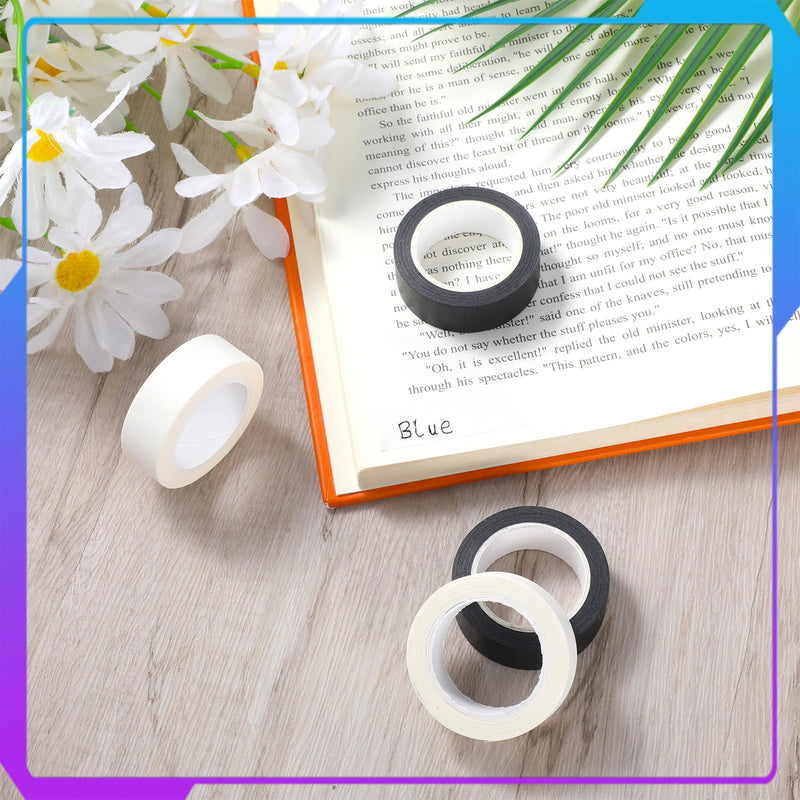 4 Rolls Washi Tape, 32 Feet X 0.6 Inches Self Adhesive Decorative Tape Journal Tapes White and Black Masking Tapes for Decor Scrapbooks Planners Wrapping DIY Crafts Gift