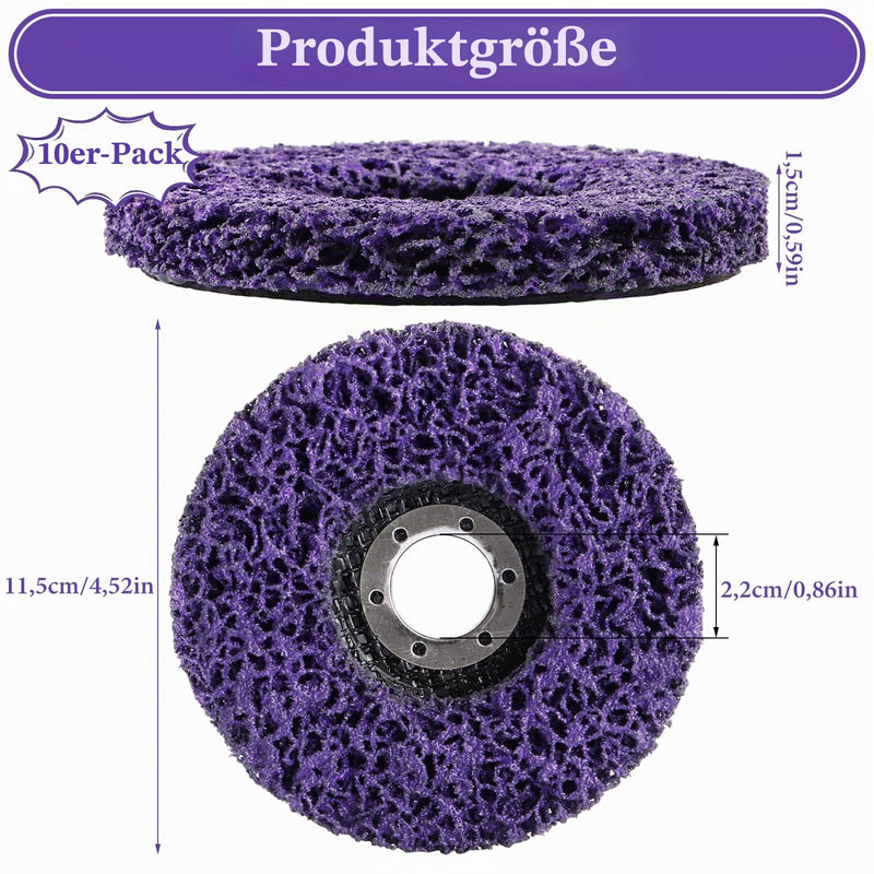 Pack of 10 CSD Discs 115 mm Purple Cleaning Disc 115 mm for Angle Grinder Reinforced Sanding Discs Rust Removal Disc for Car Paint Metal Rust Removal