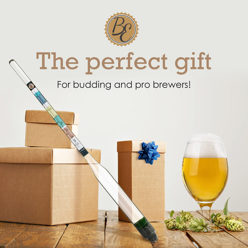 [Australia - AusPower] - Brewer's Elite Hydrometer - for Home Brew Beer, Wine, Mead and Kombucha - Deluxe Triple Scale Set, Hardcase and Cloth - Specific Gravity ABV Tester Hydrometer Set 