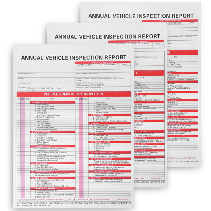 25Pack Inspection Forms and Stickers，Annual Vehicle Inspection Report，Annual Inspection Sticker，3-Ply Carbonless Form，Permanent Aluminum Adhesive Decals 25pc