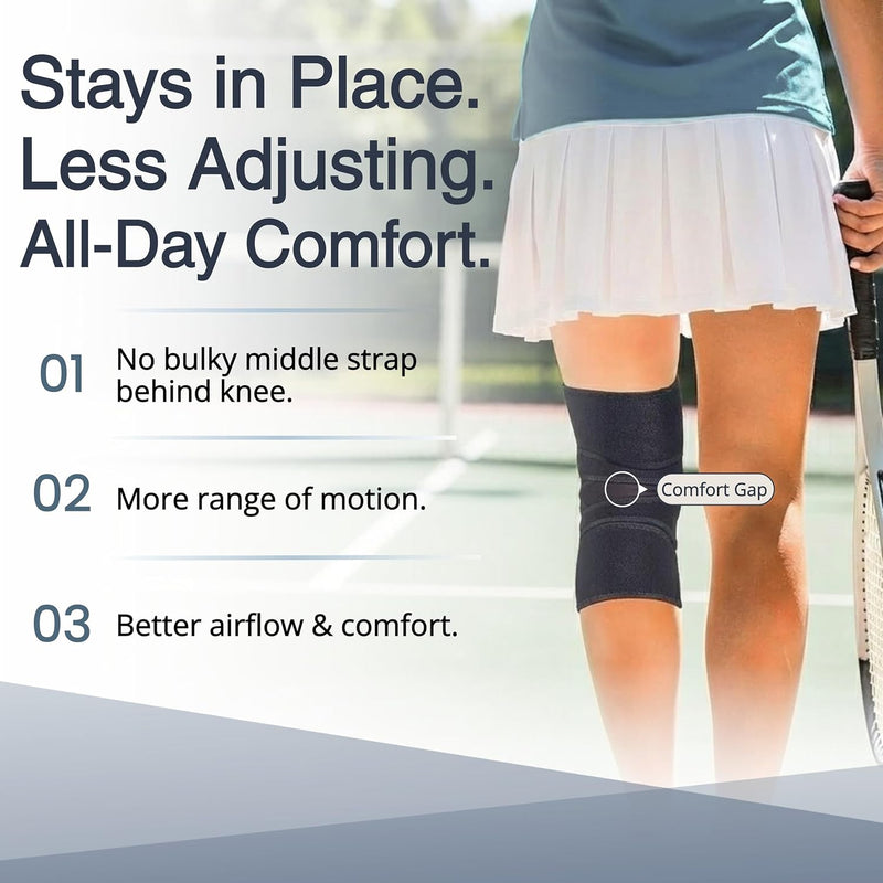 [Australia - AusPower] - Knee Brace Meniscus Tear Support For Arthritis Acl, Mcl Pain Patented 4-way Adjustable NonSlip Wraparound Strap Dual Side Stabilizer For Patella Stability Size [medium] 
