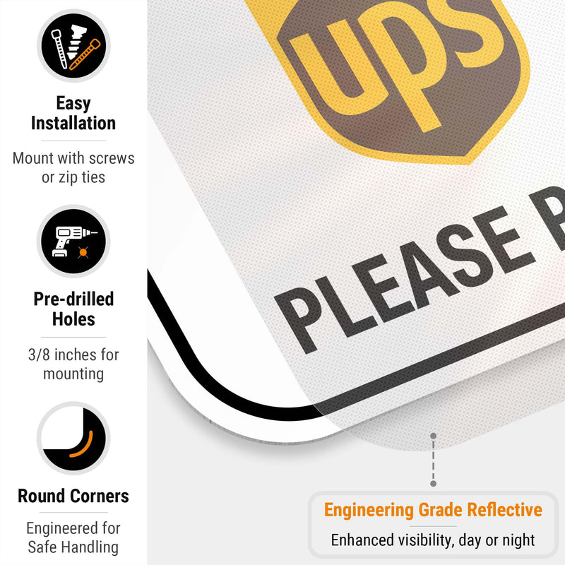 Package Delivery Sign, Please Leave Packages Here Sign, FedEx, Amazon, UPS, USPS, 12x18 Inches, 3M EGP Reflective .080 Aluminum, Fade Resistant, Made in USA by Sigo Signs 12x18 Reflective Aluminum Delivery Instructions