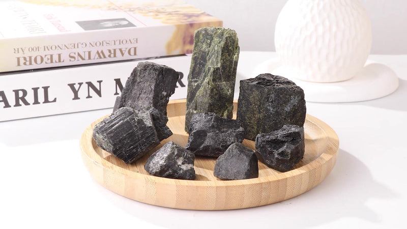Sportmusies Natural Green Tourmaline Crystal Cluster Specimen, 0.22-0.44 lb 1.38 - 3.74 Inch