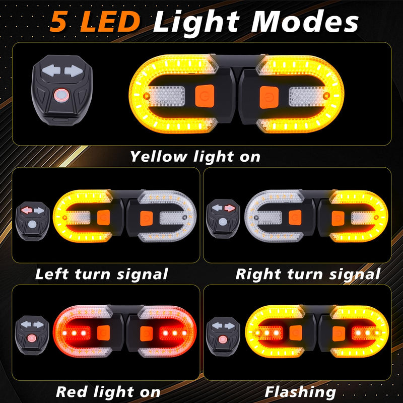 [Australia - AusPower] - Gugxiom Bike Tail Light with Turn Signals, Waterproof Bike Indicators 5 Mode, USB Rechargeable, Remote Control Split Rear Bicycle Lights for Night Riding Safety Warning 2 