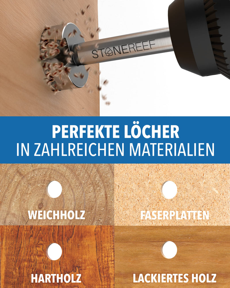 Forstner Drill Bit Set 12 Pieces 10-50 mm Wood | 12 diameters from 10 to 50 mm in a box - from dowel hole to pot band 12-piece Forstner drill bit