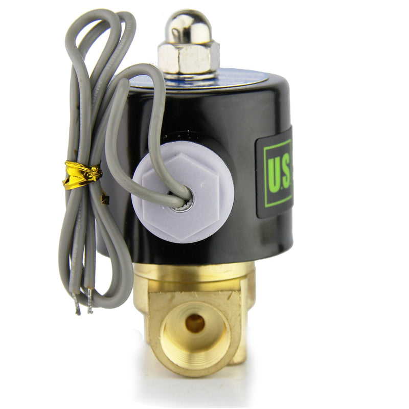 U.S. Solid 3/8" Brass Electric Solenoid Valve - 12V DC, VITON Gasket, Direct Acting, Normally Closed for Air, Gas, Fuel Applications 3/8 Inch