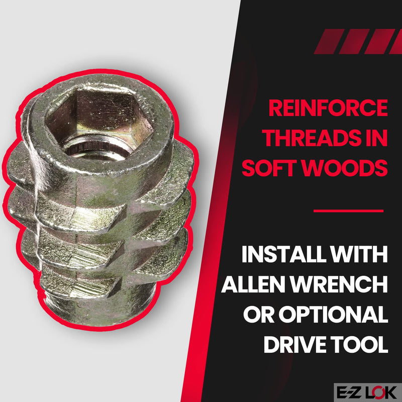 [Australia - AusPower] - E-Z LOK Knife Threaded Insert for Soft Wood, Zinc Hex-Flush Thread Inserts 10-24 Internal Threads, 0.512" Length Pack of 50 #10-24 Internal Threads, 0.512" Length 