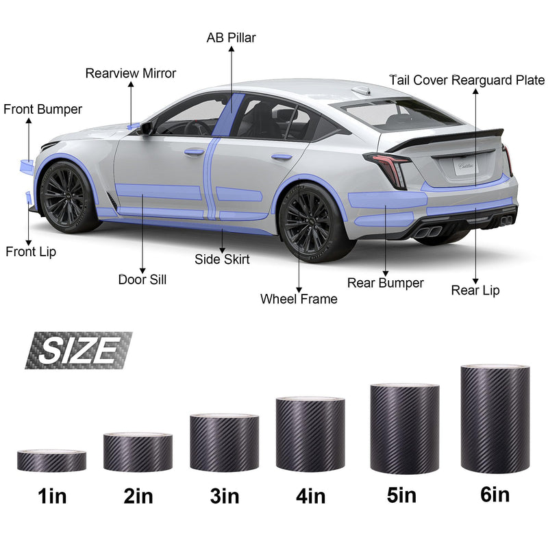 Lypumso Carbon Fiber Vinyl Tape with Tools Kits, Chrome Delete Vinyl Wrap for Blackout Car Door Edge Guard Door Sill Window Trim Protector (3D Black, 5in x 30ft)
