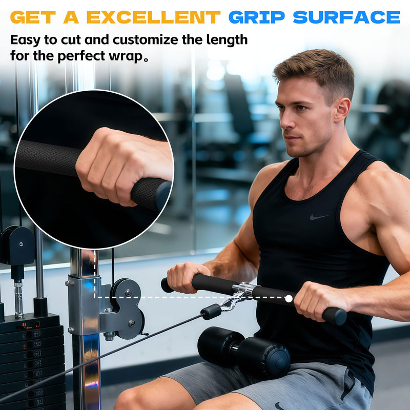 Rubber Grip Tape, 4 in x 12 Ft Black Ultra-Thin Strong Adhesive Non-Slip Tape, Anti-Slip Grip Tape for Handles, Waterproof Heat Resistant Cushion Grip, Comfortable in Hands 4 Inch x 12 Feet