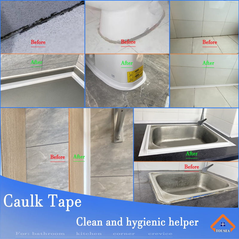 [Australia - AusPower] - White Caulk Tape Waterproof Self Adhesive,, Toilet Caulk Sealant Tape, Bathtub Caulk Sealing Strip Tape for Bathroom Caulking Tape Shower Caulk White-1.5IN-10.5FT-B 
