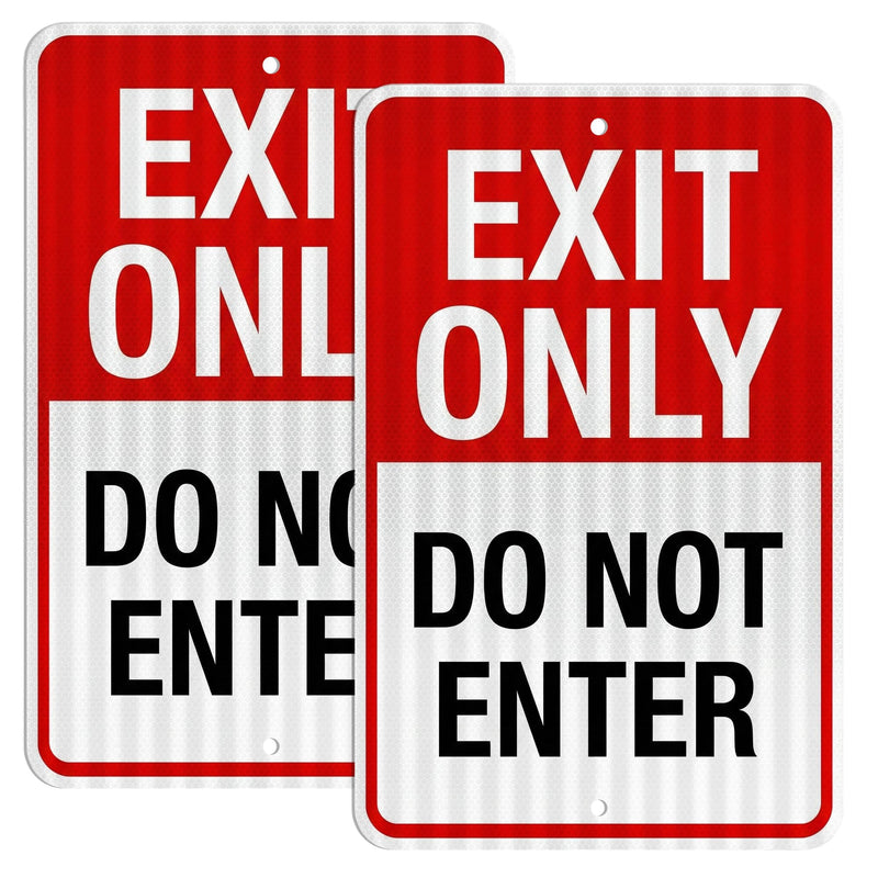 OLANZU (2 Packs) Exit Only Do Not Enter Sign - 12x18 Inches - Engineer Grade Reflective, Honeycomb Pattern, 40 Mil Thick Rust-Free Aluminum, High Visibility Safety Sign for Road, Facility & Traffic Control