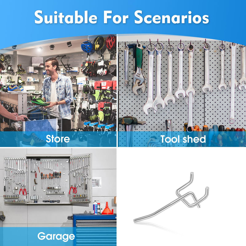 [Australia - AusPower] - 50 Pack 2 Inch Pegboard Hooks, L Shape Metal Hooks Kit for 1/4" and 1/8" Pegboard, Utility Hooks Suit for Organizing Storage Tools, Garage, Kitchen, Office, Tools 