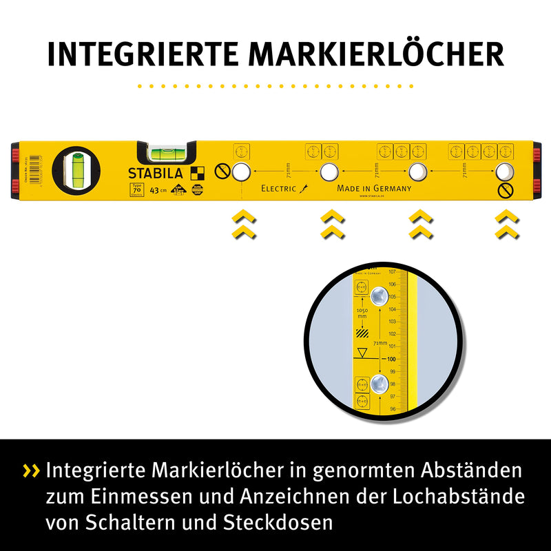 [Australia - AusPower] - Stabila Type 70 Electric and Pocket Electric Spirit Level, WSTE70043 43 cm 