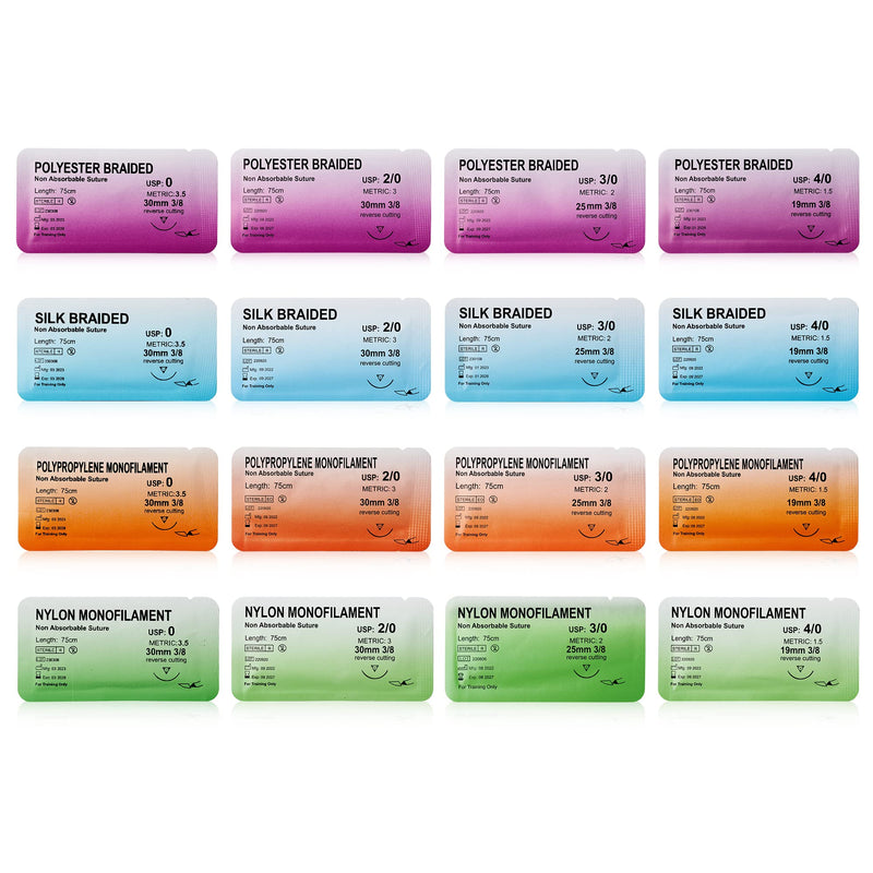 [Australia - AusPower] - Alcedo Sterile Sutures Thread & Needle with Tools Kit, First Aid Field Emergency Supplies, 16 Mixed 0, 2/0, 3/0, 4/0 with 12 Instruments, Complete Kit (28 Pieces) 