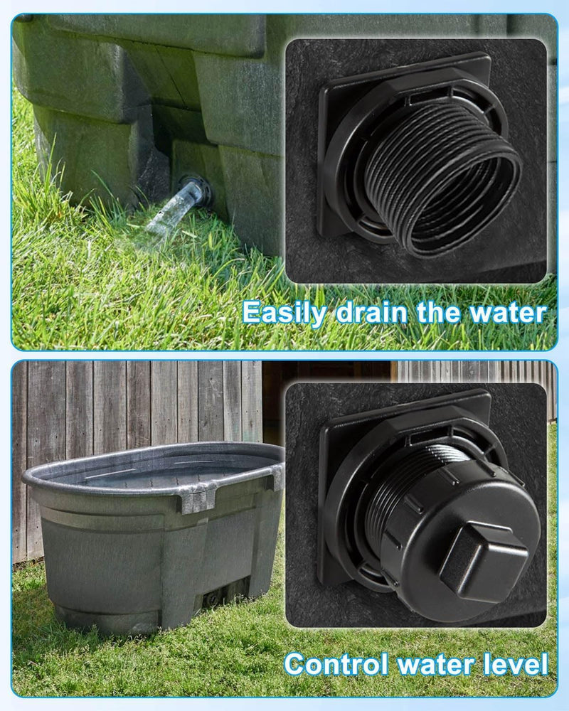 [Australia - AusPower] - Stock Tank Drain Plug Kit Compatible with Rubbermaid Commercial 50 70 100 150 300 Gallon Stock Tanks, Stock Tank Plug Replaces FG424300BLA FG424288BLA, Stock Tank Float Valve Drain Replacement 2 packs 