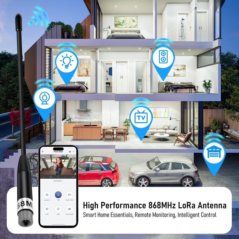 10dBi 868MHz Lora Antenna for Meshtastic Lora Long Range Soft Whip Antenna, 50Ω, VSWR <1.5, SMA Male 195mm + Cable (U.FL IPX) to SMA Female for ESP32/LoRa32 V3/LoRa32u4 II (Pack of 2)