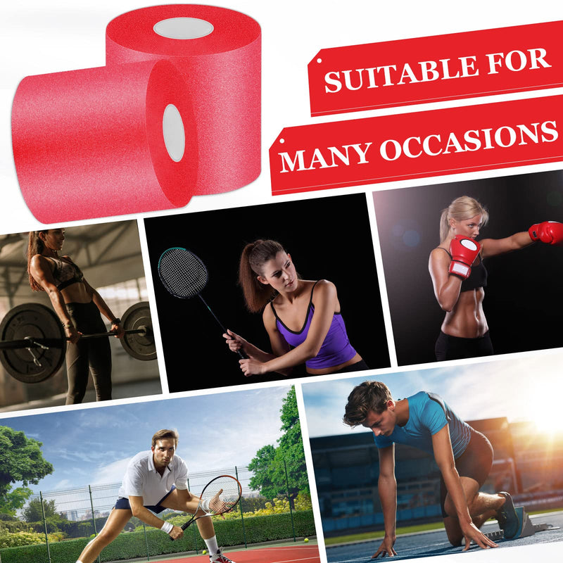 Nuanchu 30 Yards Pre-wrap Athletic Tape Pre Wrap Athletic Foam Underwrap Tape Foam Underwrap Bandage for Hair Soccer Sports Wrists Elbows Knees Ankles 2.76 Inches(Red) Red