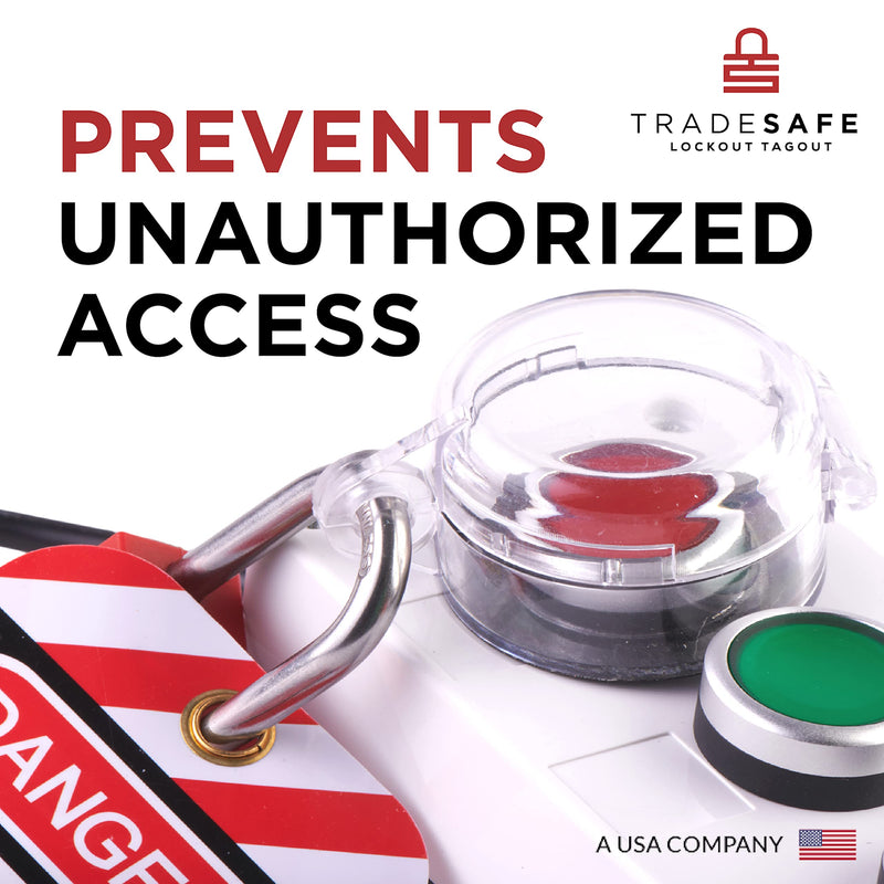 [Australia - AusPower] - TRADESAFE Emergency Stop Button Cover Lockout - Round Transparent Push Button Switch Cover, 1-1/8 inch Hole Diameter, Large Push Button Lockout, Lockable E Stop Button Cover with Adhesive, 5 Pack Large - Round Type - 5 pack 