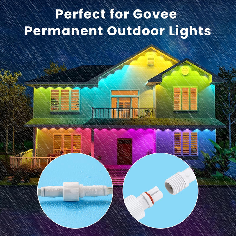 16.3FT Permanent Outdoor Lights Extension Cable for Go-vee H705A H705B H705C H706A H706B H706C,IP68 Waterproof Extension Cord, 3 Pin Power Cord 1FT Y-Shaped Extension 16 Ft Extension Cable