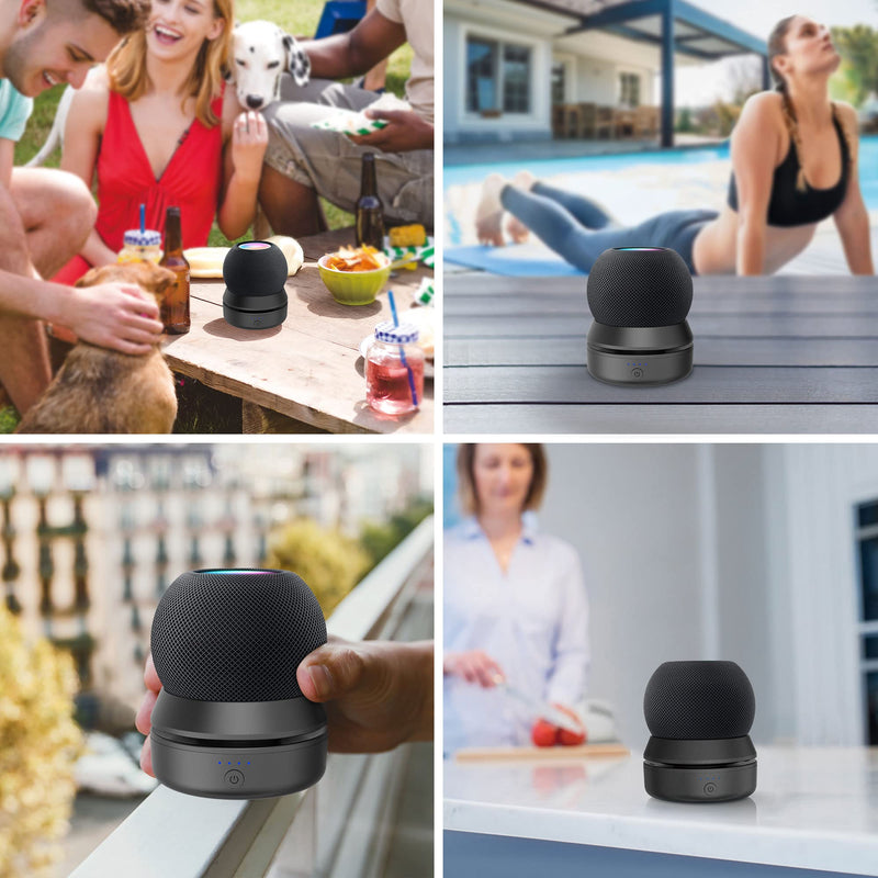 [Australia - AusPower] - PlusAcc for HomePod Mini Battery Base - 10000mAh Portable Charging Station, Cord Management Home Pod Mini Accessories Stand Holder for Bedroom and Outdoor, No Muffled Sound Space Saving (Black) Black 