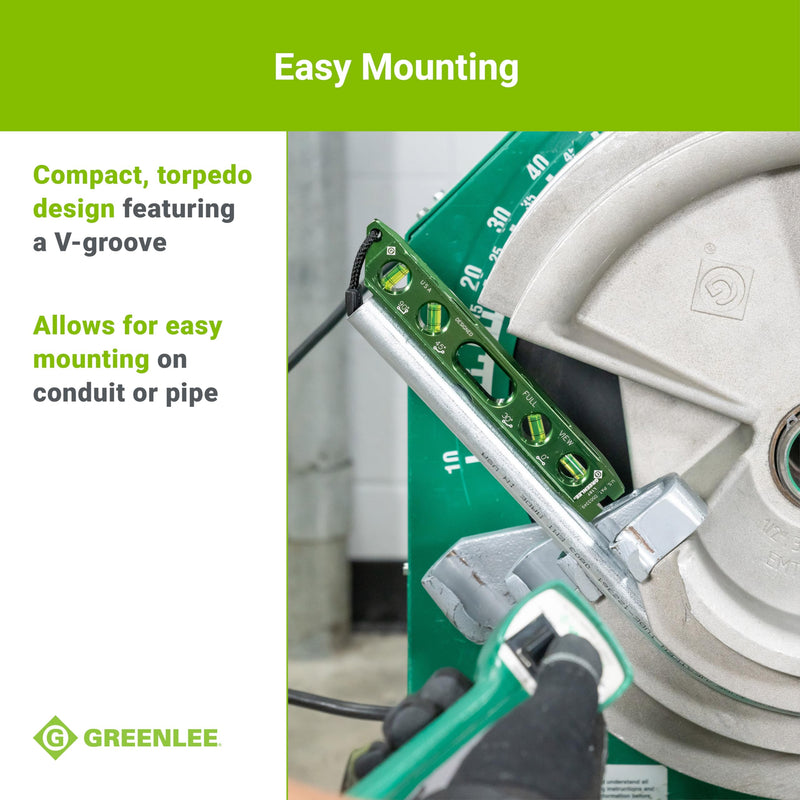 [Australia - AusPower] - Greenlee L107 Electrician's Magnetic Torpedo Level with Conduit Bending Offset Aid, Green 
