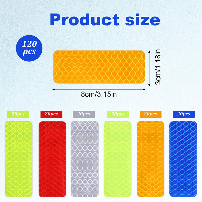 120PCS Reflective Stickers, 3.15x1.18In Trailer Reflective Taper, Waterproof Reflectives Tape for Clothing, for Safe Nighttime Driving on Motorcycles, Cars, Bicycles, Lawnmowers, Trailer