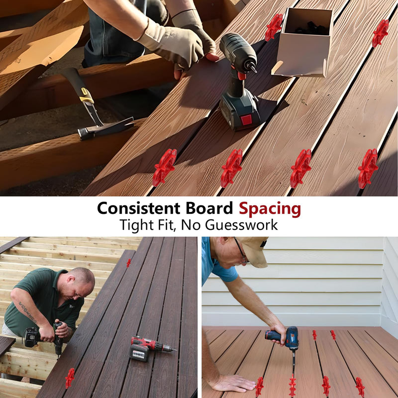 [Australia - AusPower] - 6 Packs 4-in-1 Multi-Size Deck Spacer Tool (5/32", 3/16", 1/4", 5/16") for Composite, PVC, Hardwood & Pressure Treated Decking Board - Red & Blue Options, Easy-to-Use Deck Board Gap Tool 6 