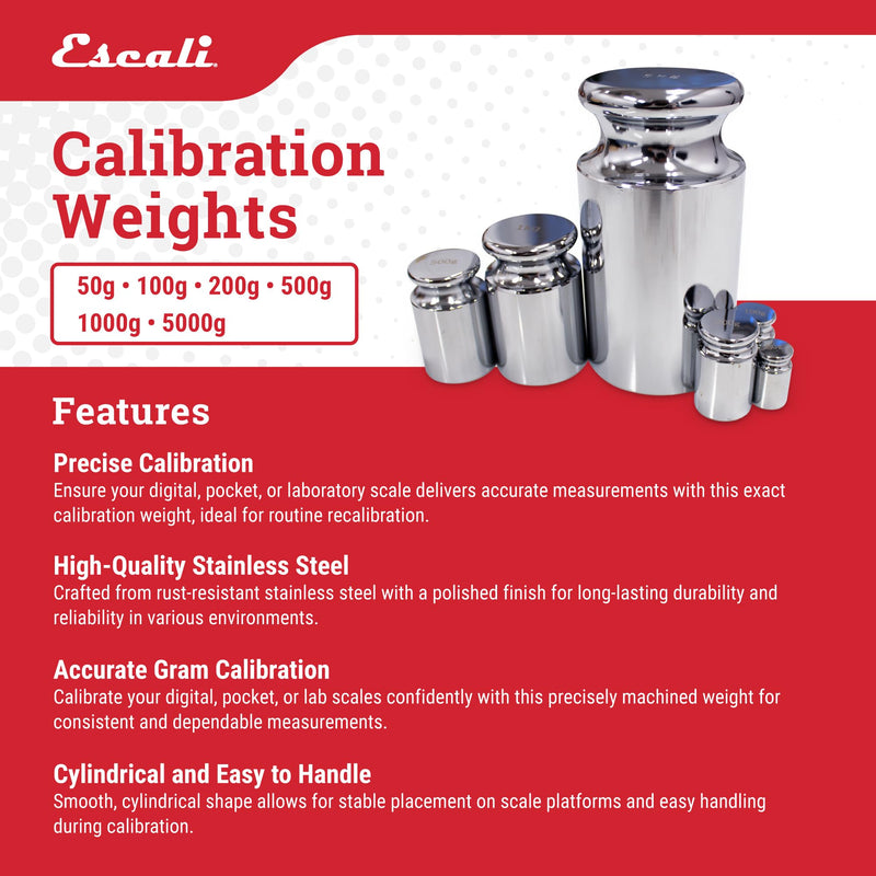 [Australia - AusPower] - Escali 50g Calibration Weight – Precision Stainless Steel Calibration Weights for Digital Scale, Lab Balances, and Jewelry Scales 