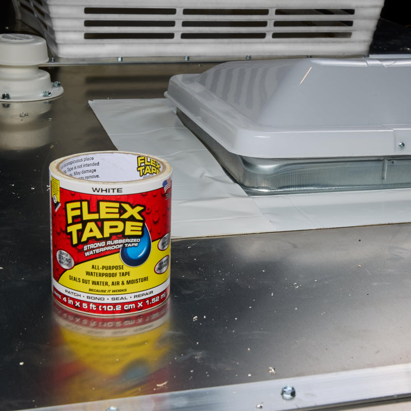 Flex Tape, Original Thick Flexible Rubberized Waterproof Tape - Seal and Patch Leaks, Works Underwater, Indoor Outdoor - Home RV Roof Plumbing and Pool Repairs, White, 8 in x 5 ft, Pack of 1