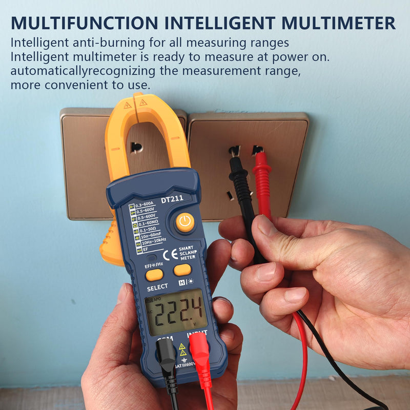[Australia - AusPower] - IZIO Digital Clamp Meter Multimeter 5999 Count, Ampere Voltage Tester Auto Ranging with AC DC Voltage, AC Current,Resistance,Capacitance,Continuity,Live Wire Test, NCV,Non-Contact Voltage Tester, Blue 