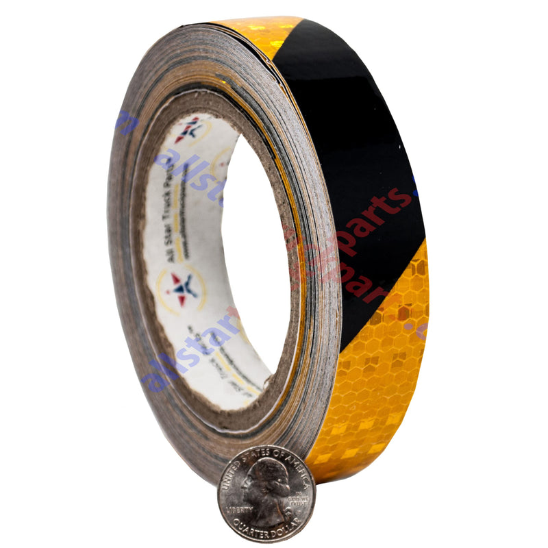 Waterproof Reflective Safety Tape Roll 1"/2" Yellow Black Striped Floor Marking Tape Hazard Caution Warning Tape Auto Truck Self-Adhesive Safety Sticker Strips for Wall Factory Trailer (1 in x 20 FT) 1 IN x 20 FT