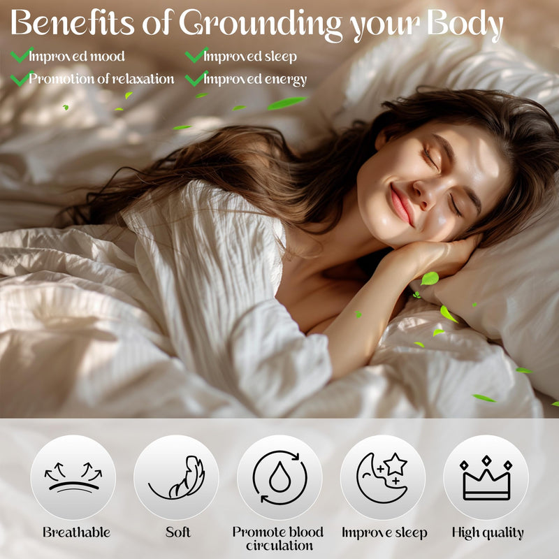 [Australia - AusPower] - Grounding Mat for Bed, Enjoy The Grounding Effect Indoors, for Better Sleep, Pain and Stress Relief, Grounding Mat Set Comes with Grounding Cord Black Full 