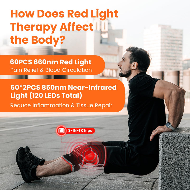 [Australia - AusPower] - Keneo Red Light Therapy Knee Brace with Vibration Massage - 660nm & 850nm Infrared Light Therapy for Knee Pain Relief, 3 Heat Levels, 3 Massage Modes, Wireless & 5000mAH Rechargeable (Grey) Grey 