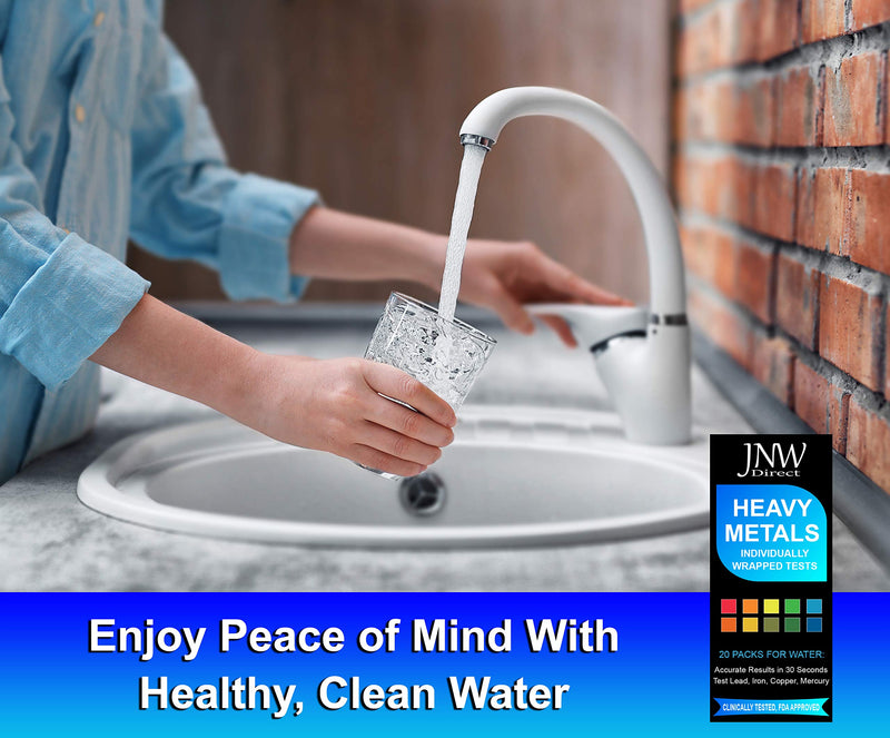 [Australia - AusPower] - Heavy Metals Water Test Kit - Drinking Water Test Strips with eBook - Quick and Accurate Testing Kits for Drinking Water - Test Iron, Copper, Mercury, and Lead - 20 Test Strips by JNW Direct 