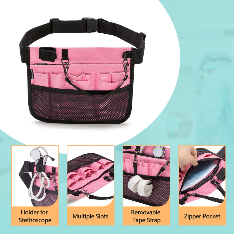 [Australia - AusPower] - Damero Nurse Fanny Pouch, Nurse Waist Pack with Tape Holder, Nurse Waist Organizer Belt for Stethoscopes, Bandage Scissors and Other Medical Supplies, Pink 