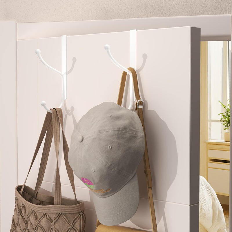[Australia - AusPower] - niffgaff Over Door Hook 2-Pack - Heavy Duty Door Hook with Support Pads, No Drilling Required, Anti-Rust Over The Door Hanger, 6.5 Inches Tall, Fits Doors Up to 1.7 Inches Thick, White 