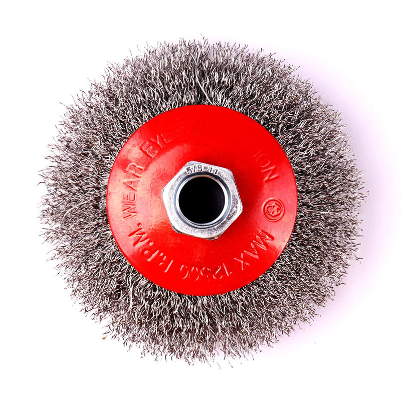 [Australia - AusPower] - 5 Pack 4 Inch Coarse Crimped Wire Wheel for 4 1/2 Angle Grinder,5/8 Inch-11 Threaded Arbor,0.014 Inch Carbon Steel Wire,Wire Brush for Rust,Corrosion,Paint Removal (5 Pack 4 Inch) 5 Pack 4 Inch 